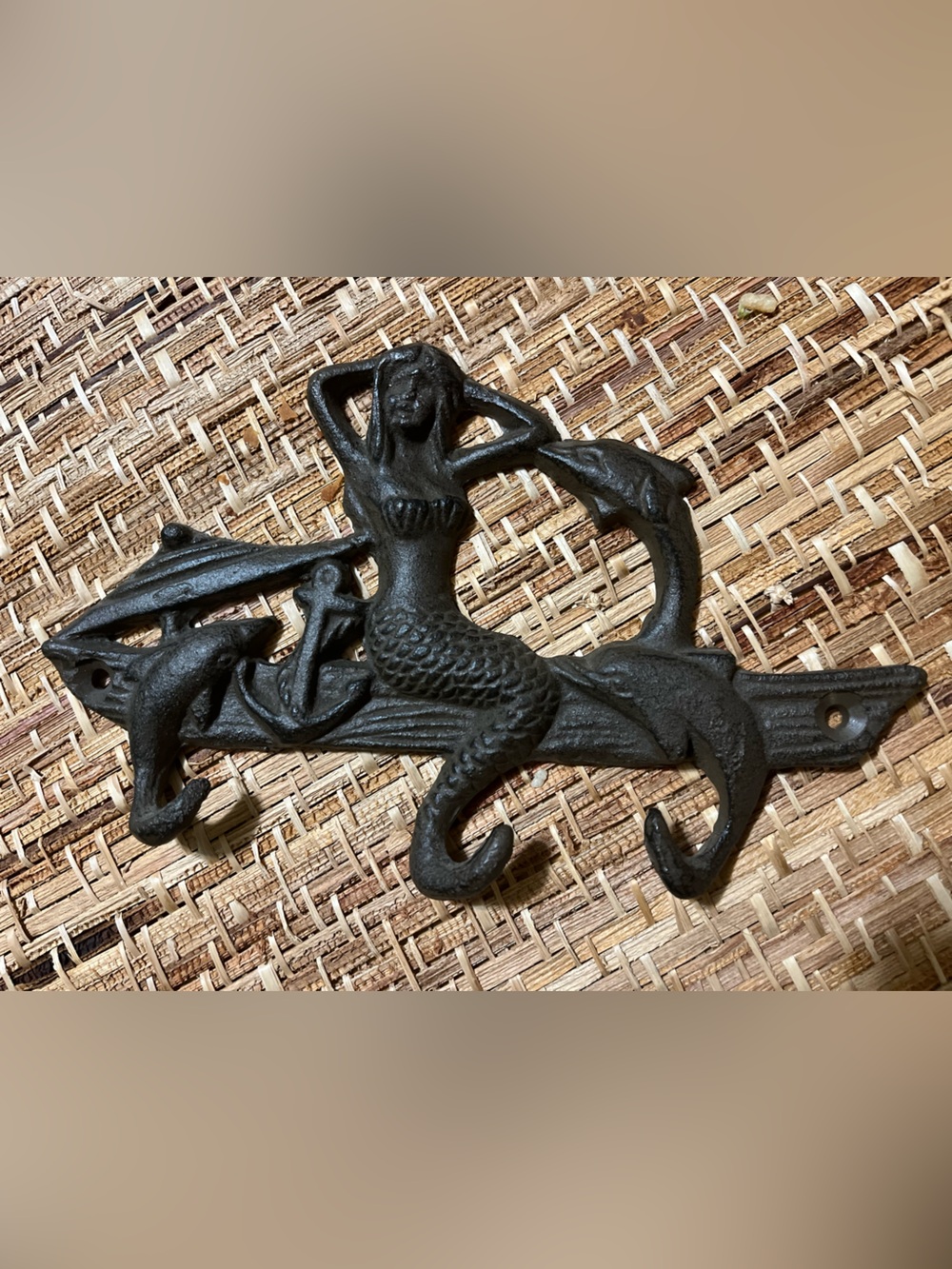 Black Cast Iron Mermaid Wall Hook - Decorative Home Wall Decor